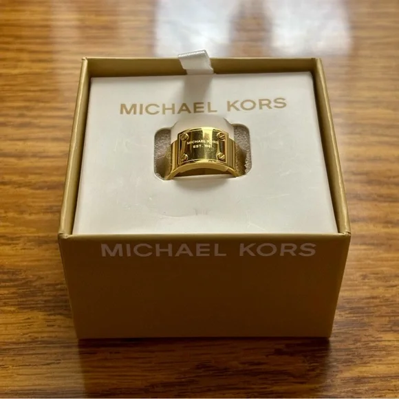 Michael Kors Stainless Steel Gold Plaque Size 7 - Picture 12 of 12